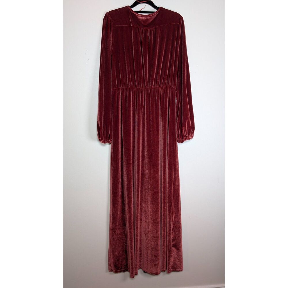 Baltic Born Velvet Maxi Dress L/XL Dusty Rose Romantic Wedding Guest Holiday - Picture 3 of 12